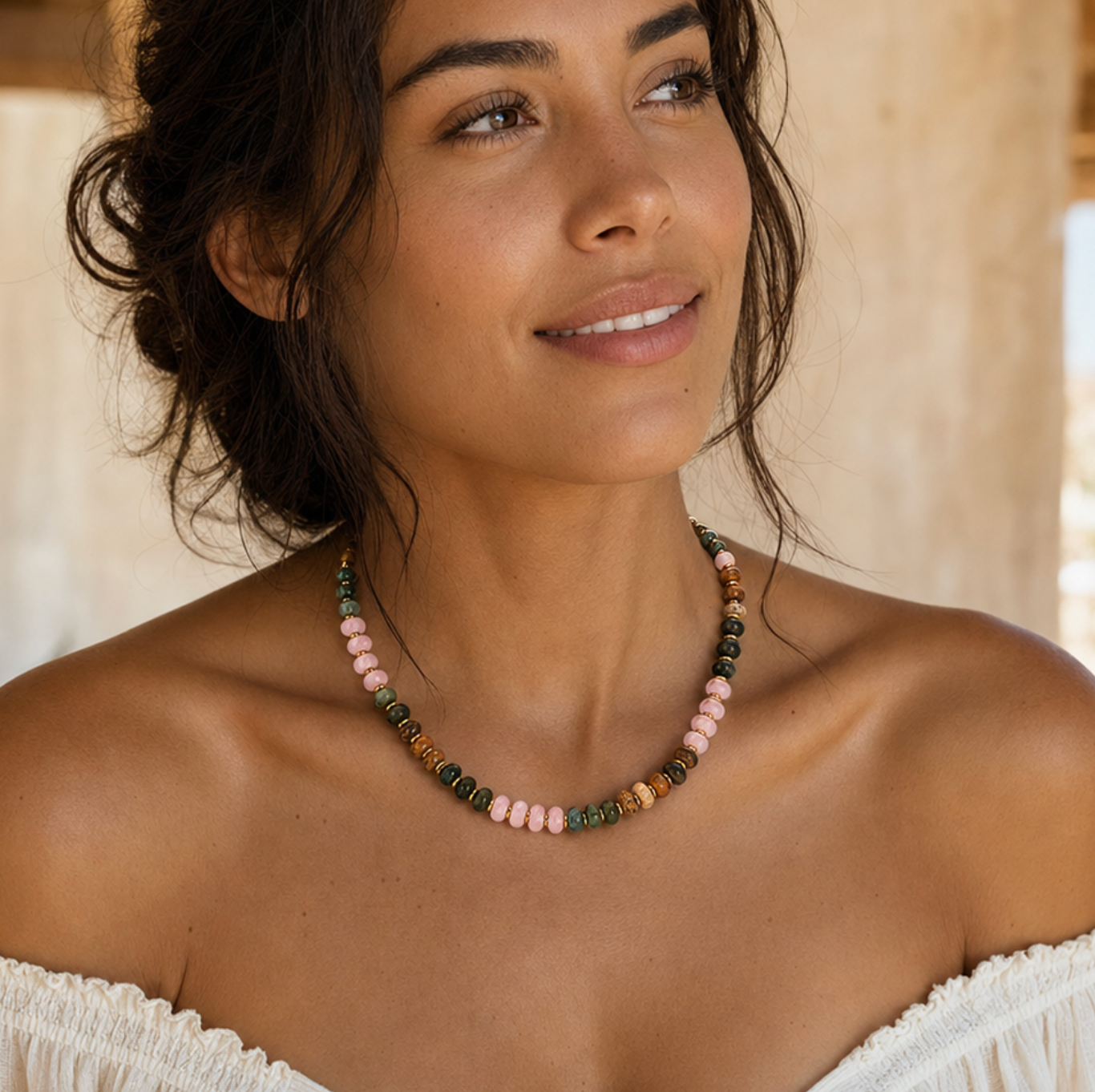 Earthy Boho – Earth-Tone Beaded Necklace